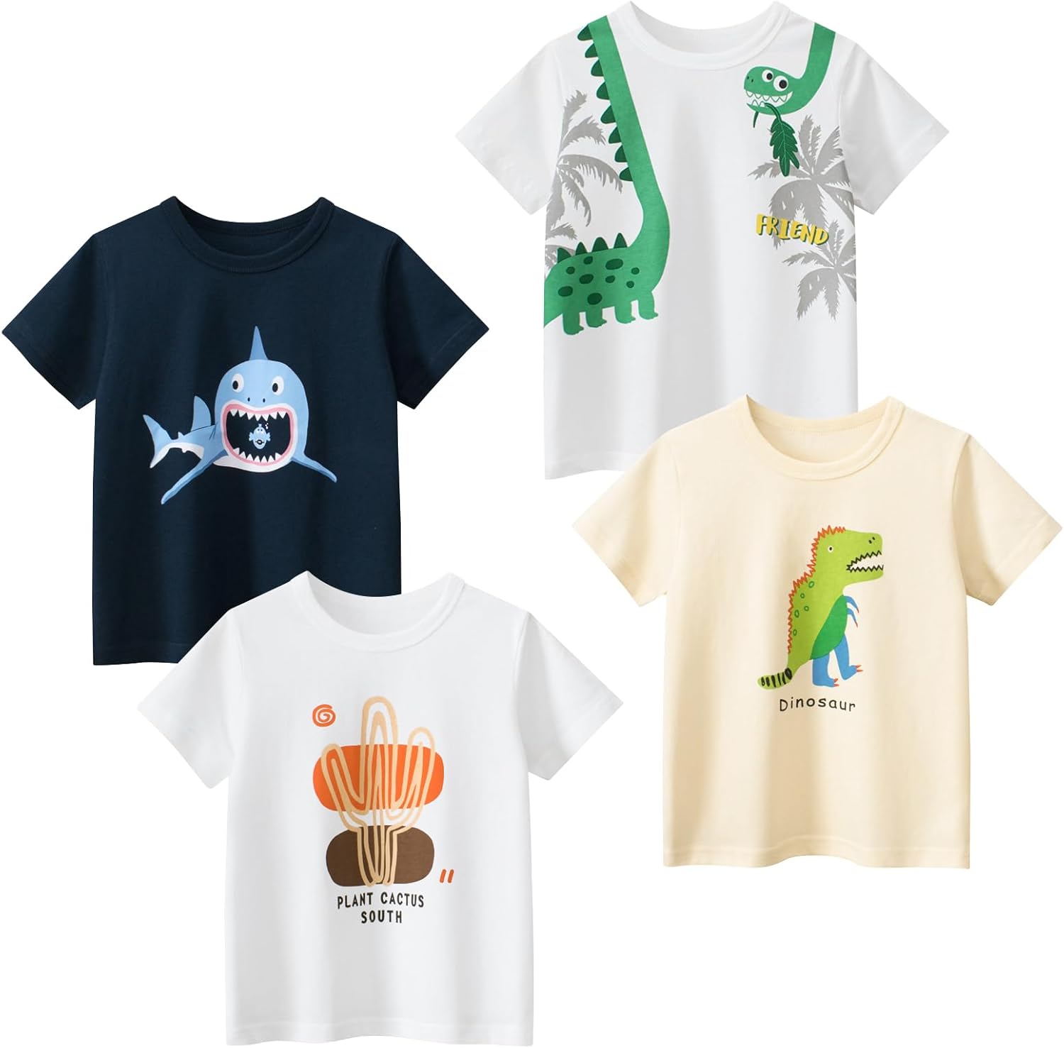 Boys' 4-Pack Excavator Short Sleeve Crewneck T-Shirts Top Tee Size 2-7 Years Toddler Boys' Value
