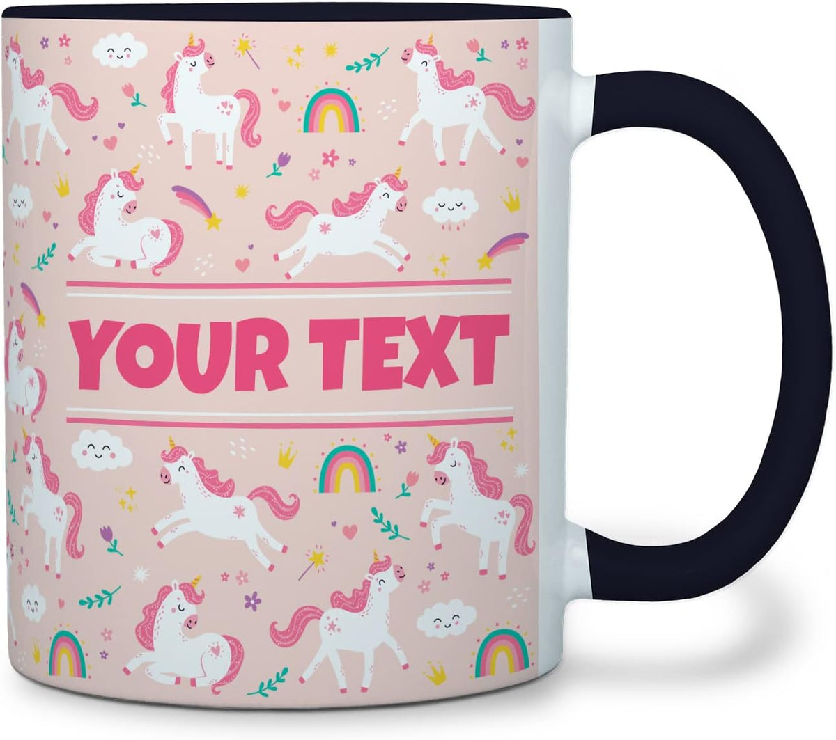 Personalized Mug for Kids - Pink Unicorn - Custom Name/Text, Ceramic Hot Chocolate/Cocoa/Coffee Cup