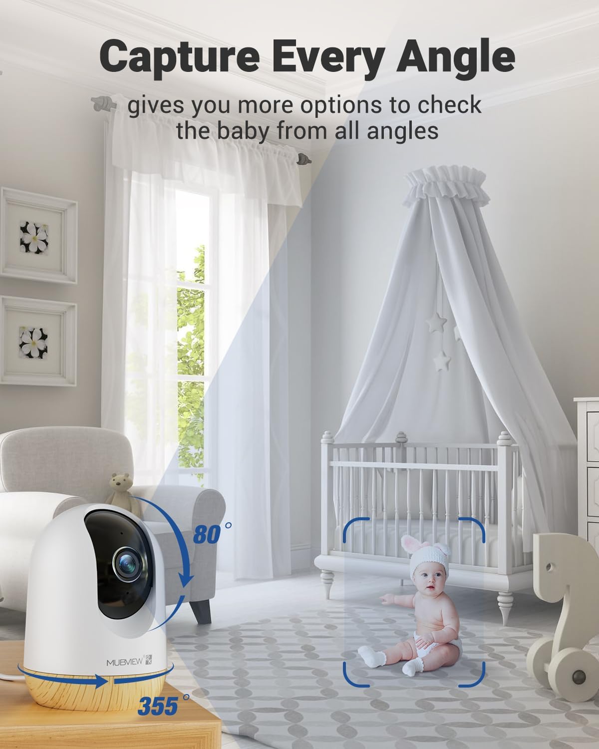 MUBVIEW 5G WiFi Indoor Security Camera No Subscription, Pet Camera with Phone App, Baby Monitor