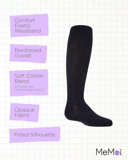 MeMoi Soft Pima Cotton Tights for Girls, Soft and Lightweight Opaque Tights for girls - Sizes 8 to