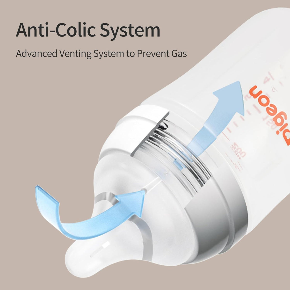 Pigeon PP Nursing Bottle Wide Neck, Anti-Colic, Streamlined Body, Natural Feel, Easy to Clean, 8.1