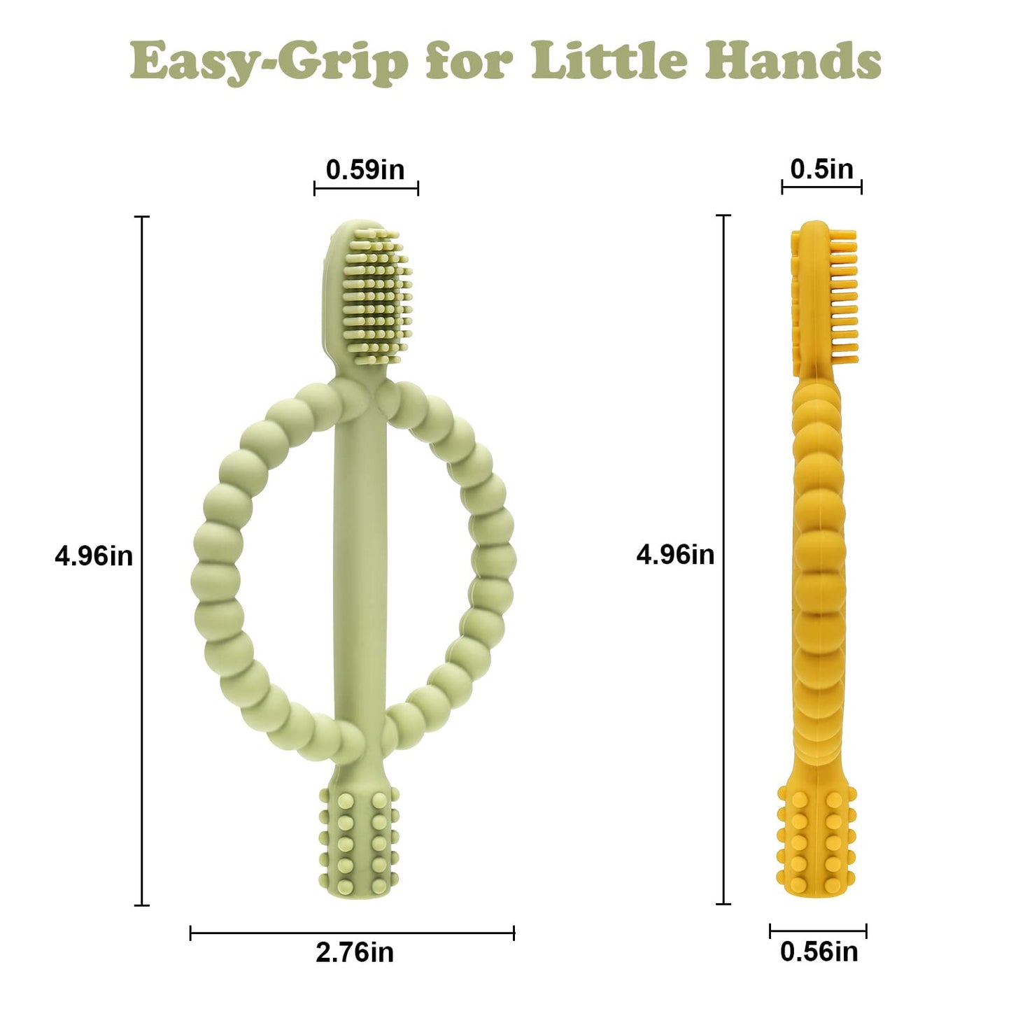 Baby Teething Toys with Easy-Hold Handle, Silicone Infant Toothbrush, Textured On Both Sides Helps