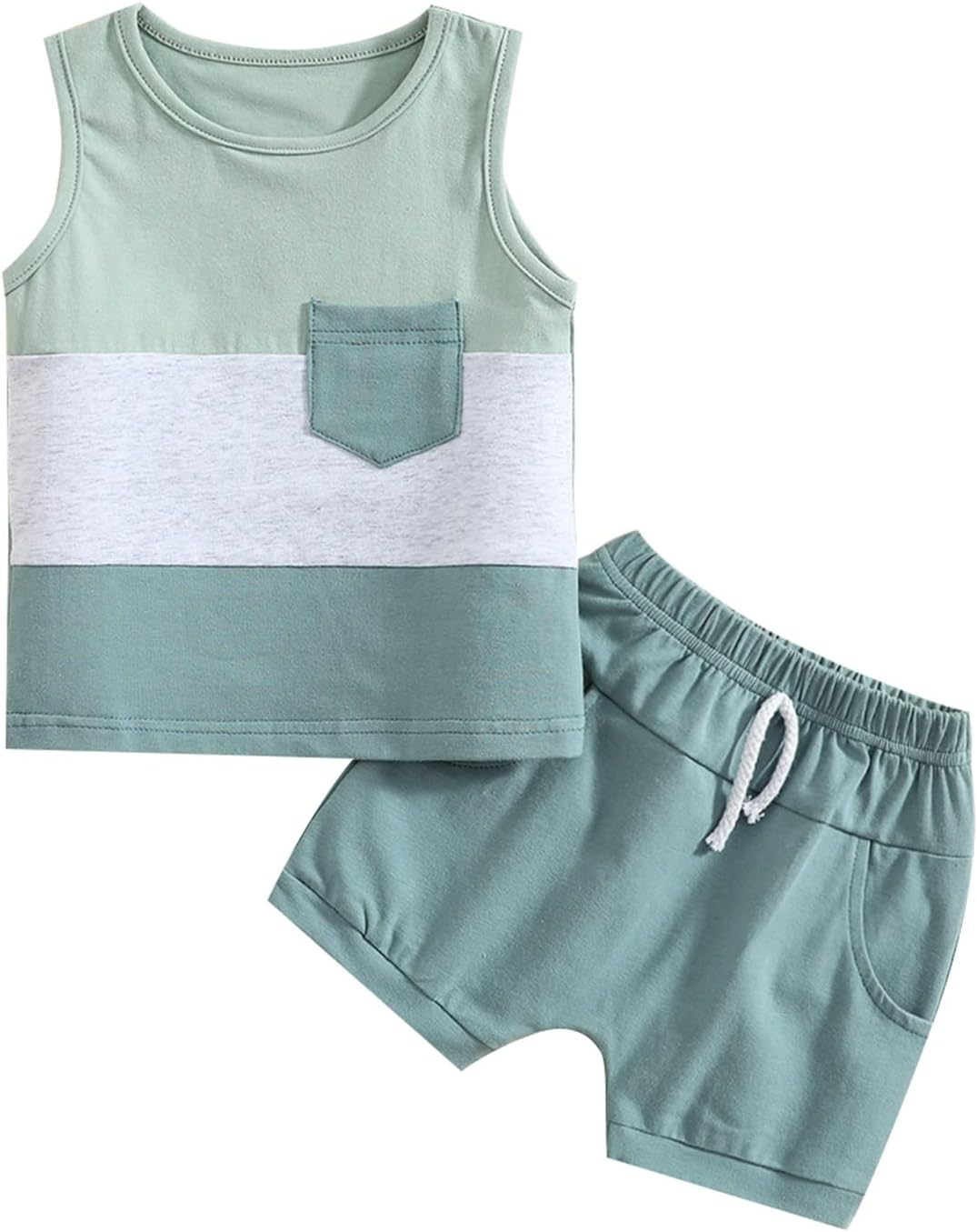 Kupretty Baby Boy Summer Clothes Sleeveless Tank Tops Vest T-Shirt + Casual Shorts Toddler Outfits