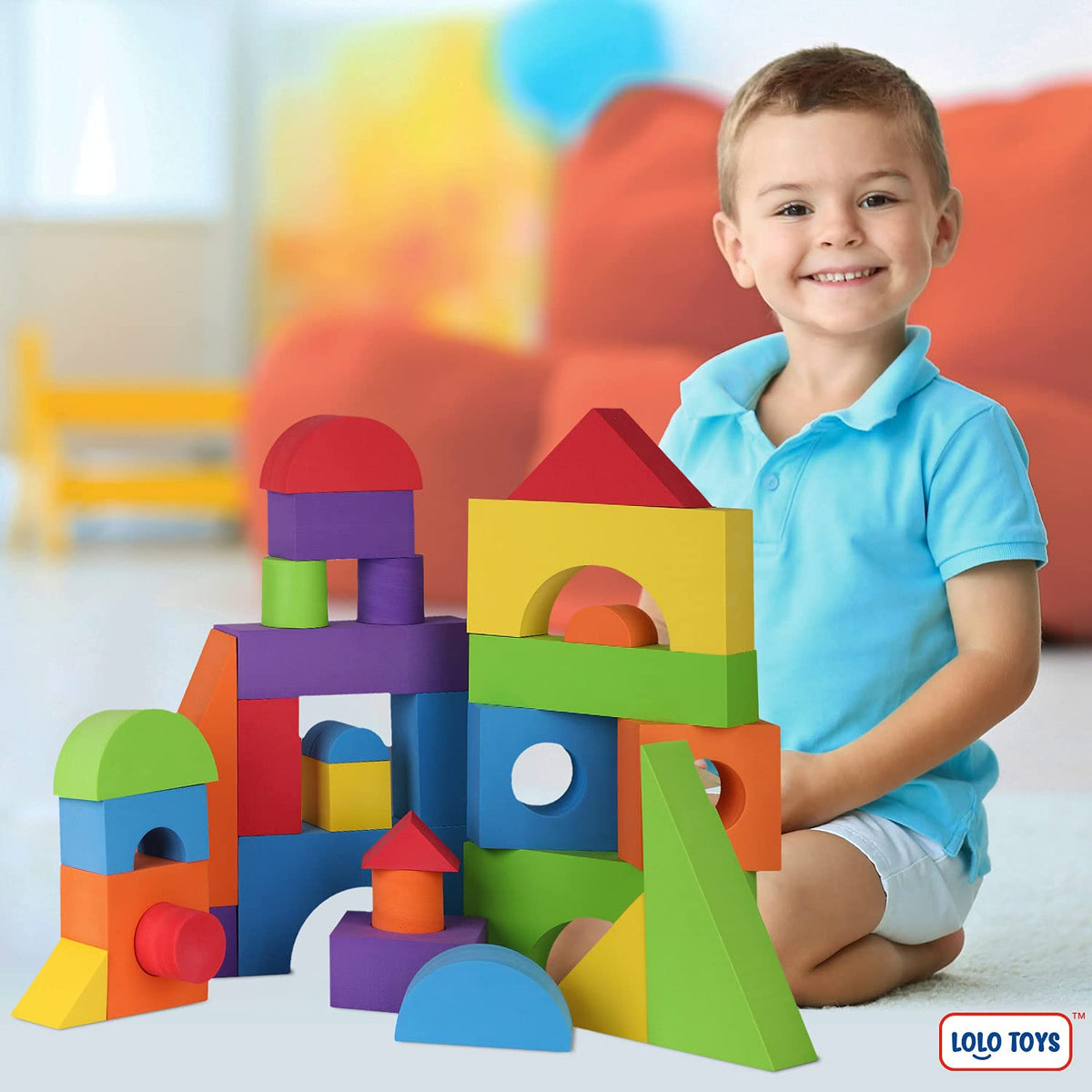 LOLO TOYS Large Building Foam Blocks for Toddlers – Giant Jumbo Big Building Blocks (30 Pieces)
