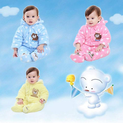 XIFAMNIY Baby Newborn Jumpsuit Footie Hooded Thicken Winter Bunting Outwear Snowsuit Pajamas for