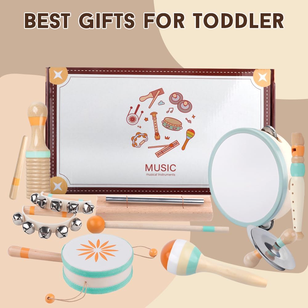 Toddlers Musical Instruments-Baby Montessori Wooden Musical Toys for Toddlers 1-3 Year Old,Kids