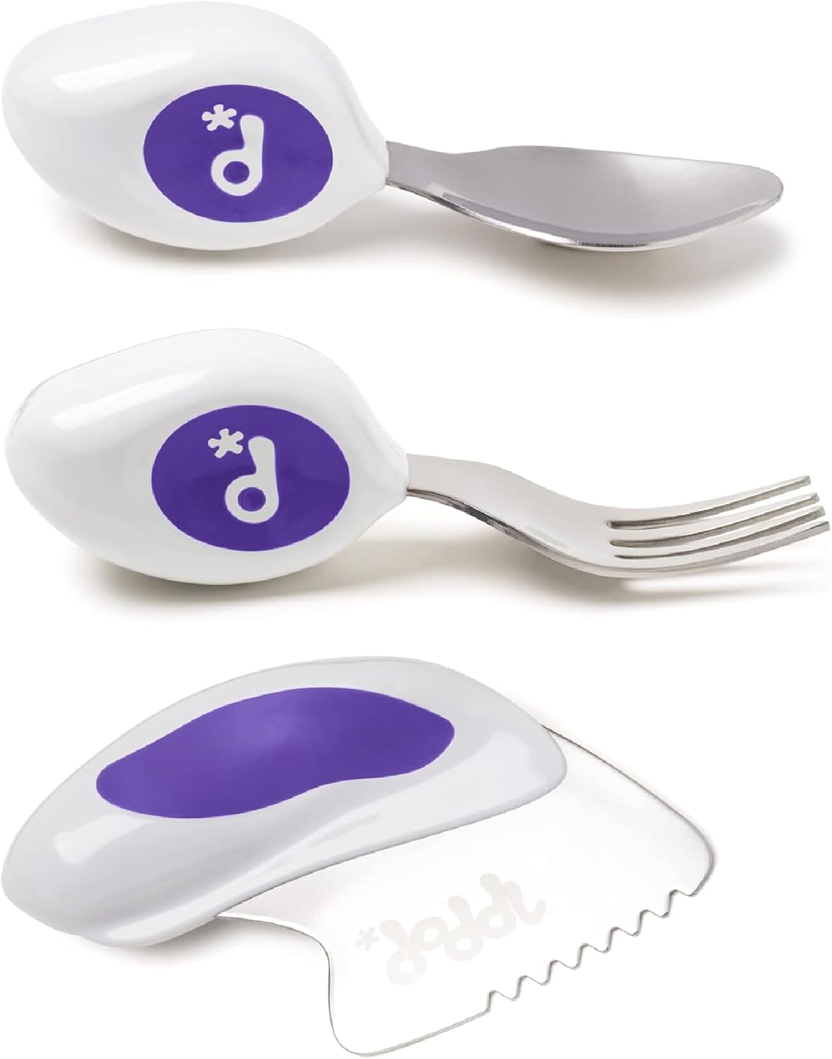doddl Toddler Utensils, Ergonomic Fork Spoon and Knife Set for Self Feeding, Stainless Steel