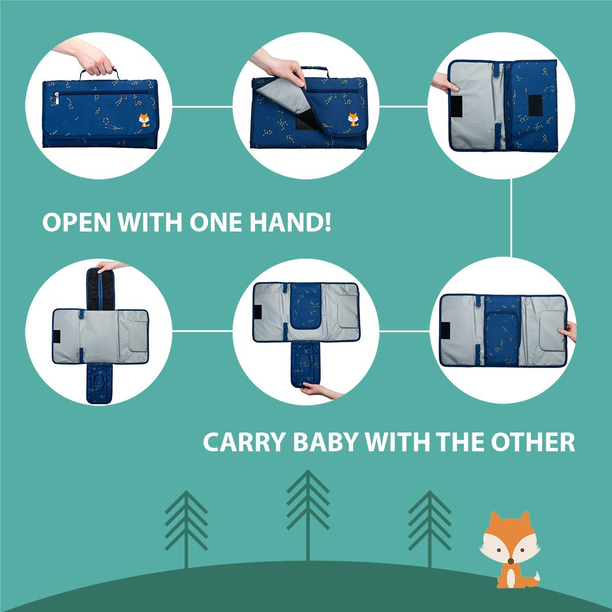 Baby Changing Pad by Lil Fox. Portable Changing Pad for Baby Diaper Bag or Changing Table Pad.