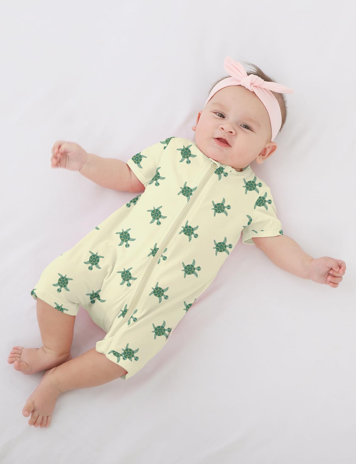 Jimonda Baby Rompers Cotton Baby Boys Baby Girls Short Sleeve Sleepers Pjs Two Way Zipper One-piece