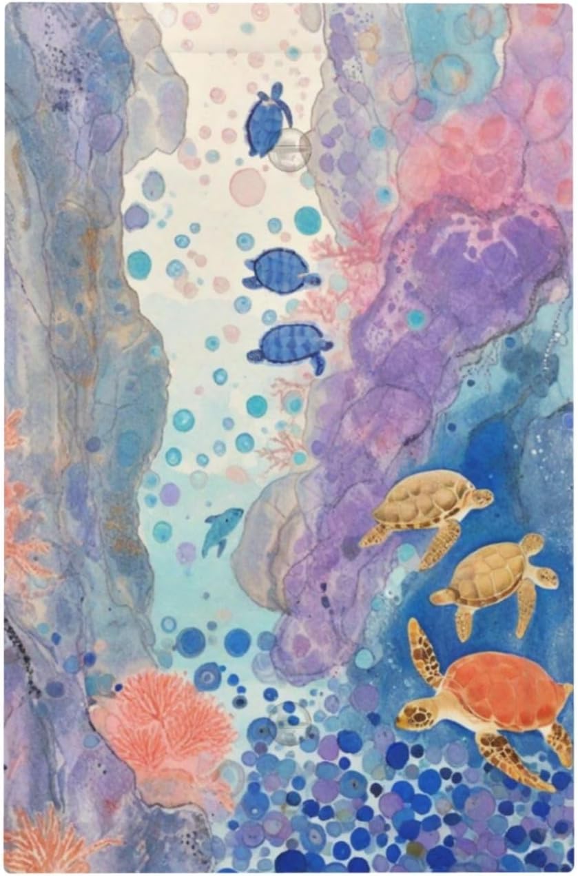 Turtle Coral Fish Watercolor Colorful Underwater World Light Switch Cover Plate 1 Gang No Device