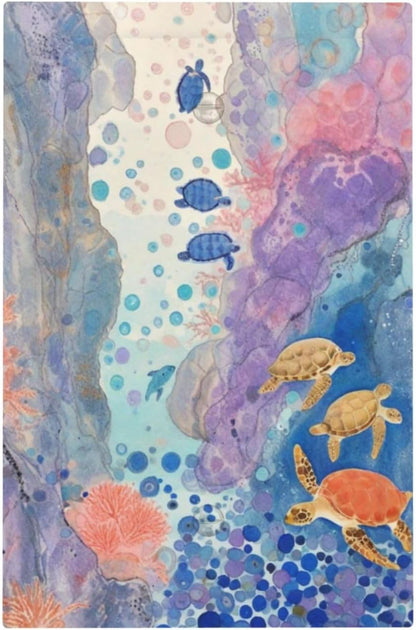 Turtle Coral Fish Watercolor Colorful Underwater World Light Switch Cover Plate 1 Gang No Device