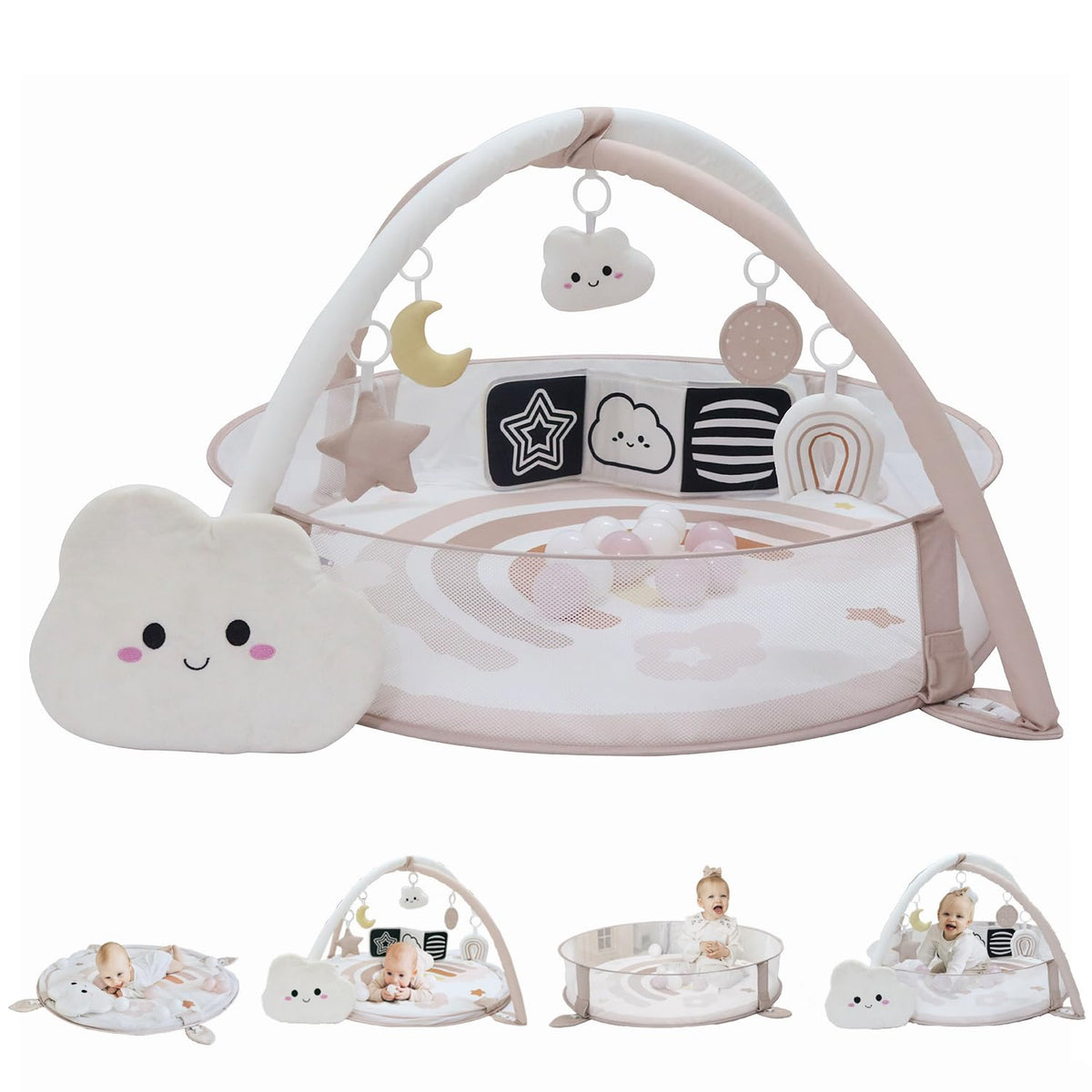 6-in-1 XL Play Mat & Play Gym, Baby Gym, Baby Activity Gym, Sensory Exploration and Motor Skill