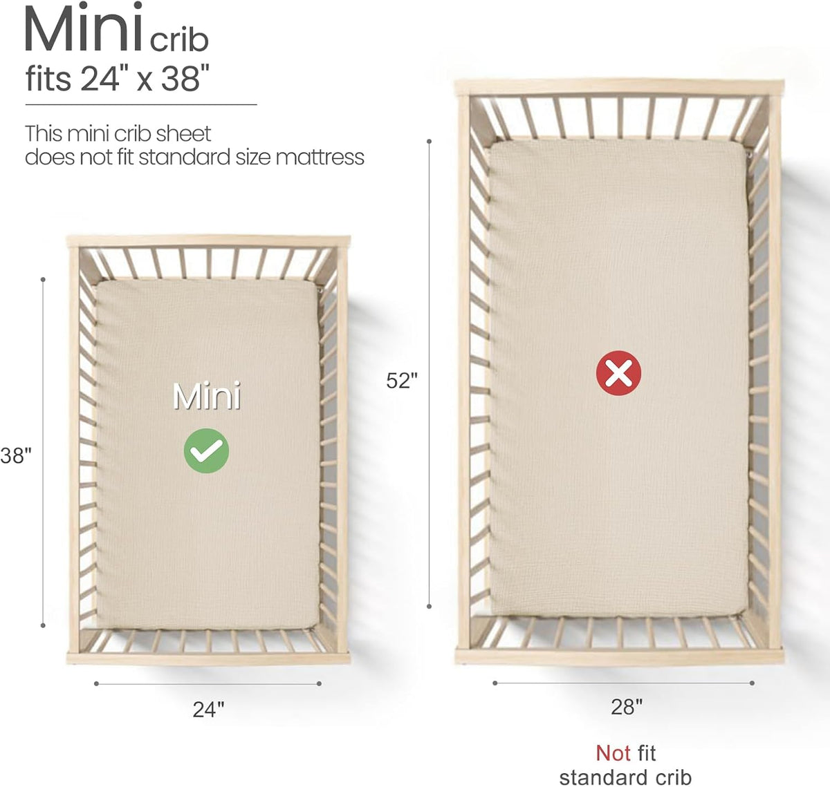 lulumoon Mini Crib Sheets Muslin: Soft Cotton Fitted Mini Crib Mattress Sheets for Boys and Girls