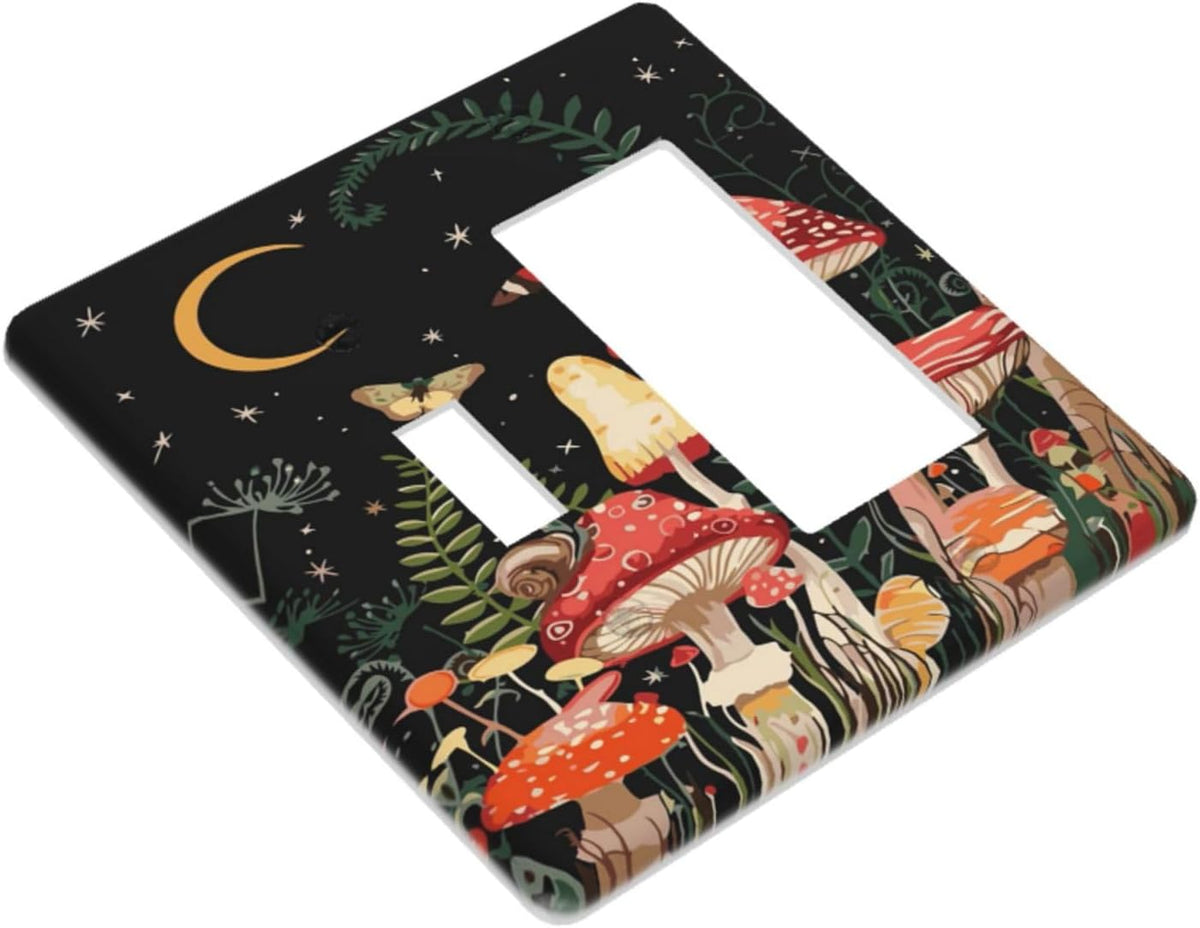 Moon Star Red Mushroom Forest Butterfly Green Plant Outlet Covers 1 Toggle 1 Rocker Combination