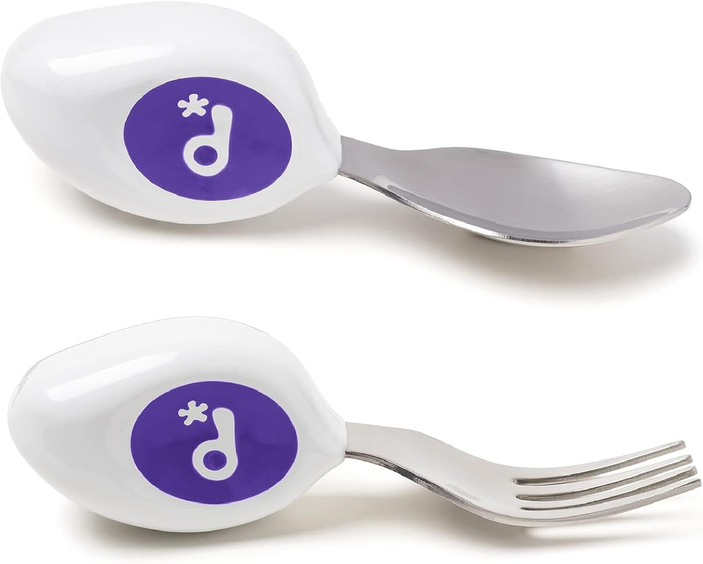 doddl Toddler Utensils, Ergonomic Fork and Spoon Set for Self Feeding, Stainless Steel Silverware