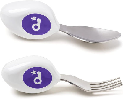 doddl Toddler Utensils, Ergonomic Fork and Spoon Set for Self Feeding, Stainless Steel Silverware