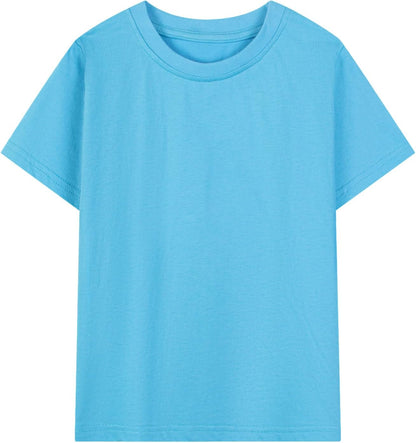 HILEELANG Kids Boy Basic Plain Cotton T-Shirts Short Sleeve Crew Neck Summer Tees 4packs 6-12 Years