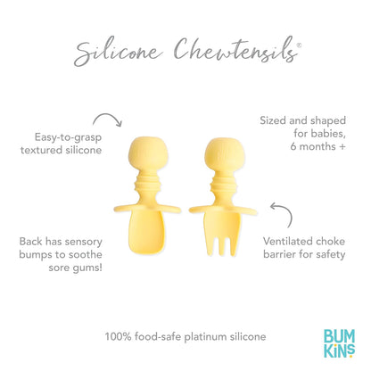 Bumkins Baby Utensils Set, Chewtensils Silicone Spoons for Dipping, Self-Feeding, Baby Led Weaning