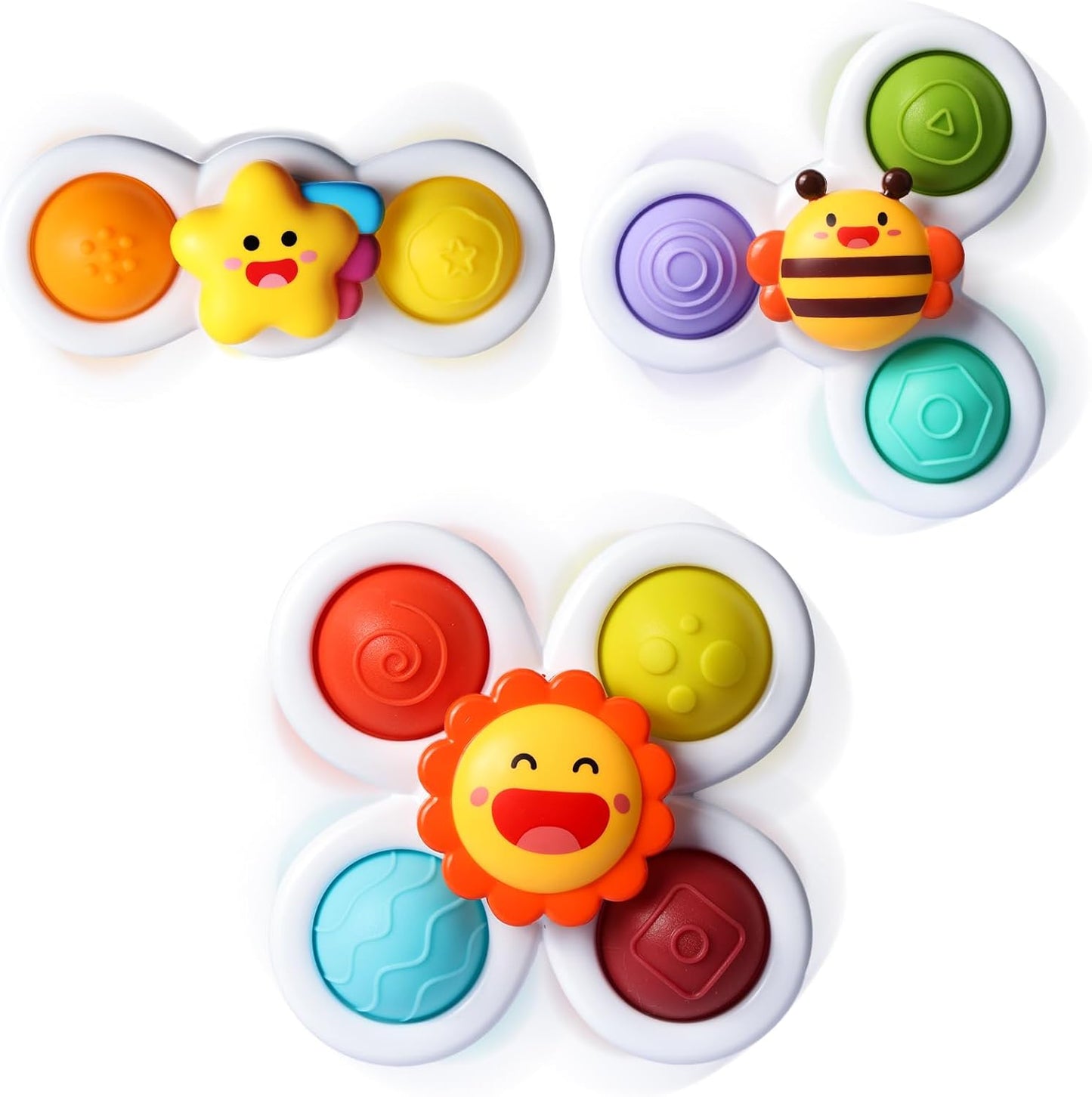 ALASOU 3PCS Pop Suction Cup Spinner Toys for 1 Year Old Boy Girl|Novelty Spinning Tops Toddler Toys