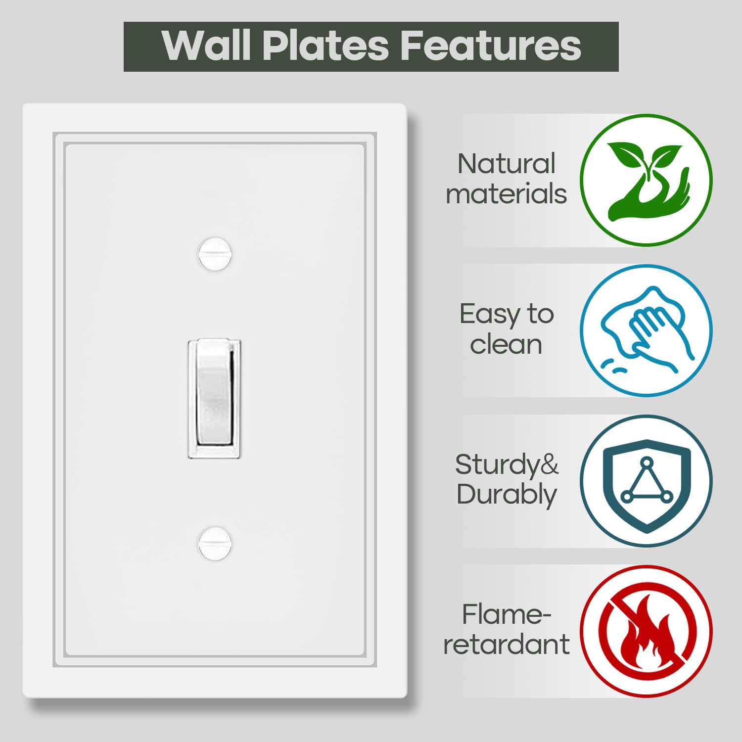 White Decorative Light Switch Cover Plate, Classic Single Toggle Switch Plate Covers, Natural