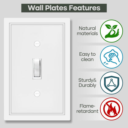White Decorative Light Switch Cover Plate, Classic Single Toggle Switch Plate Covers, Natural