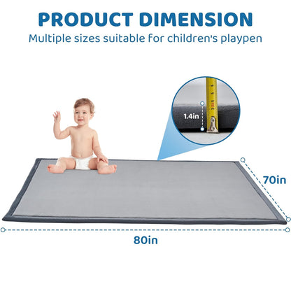 SUNYRISY 70x80in Baby Play Mat for Floor, 1.4in Thick Soft Memory Foam Crawling Tummy Time Mat for