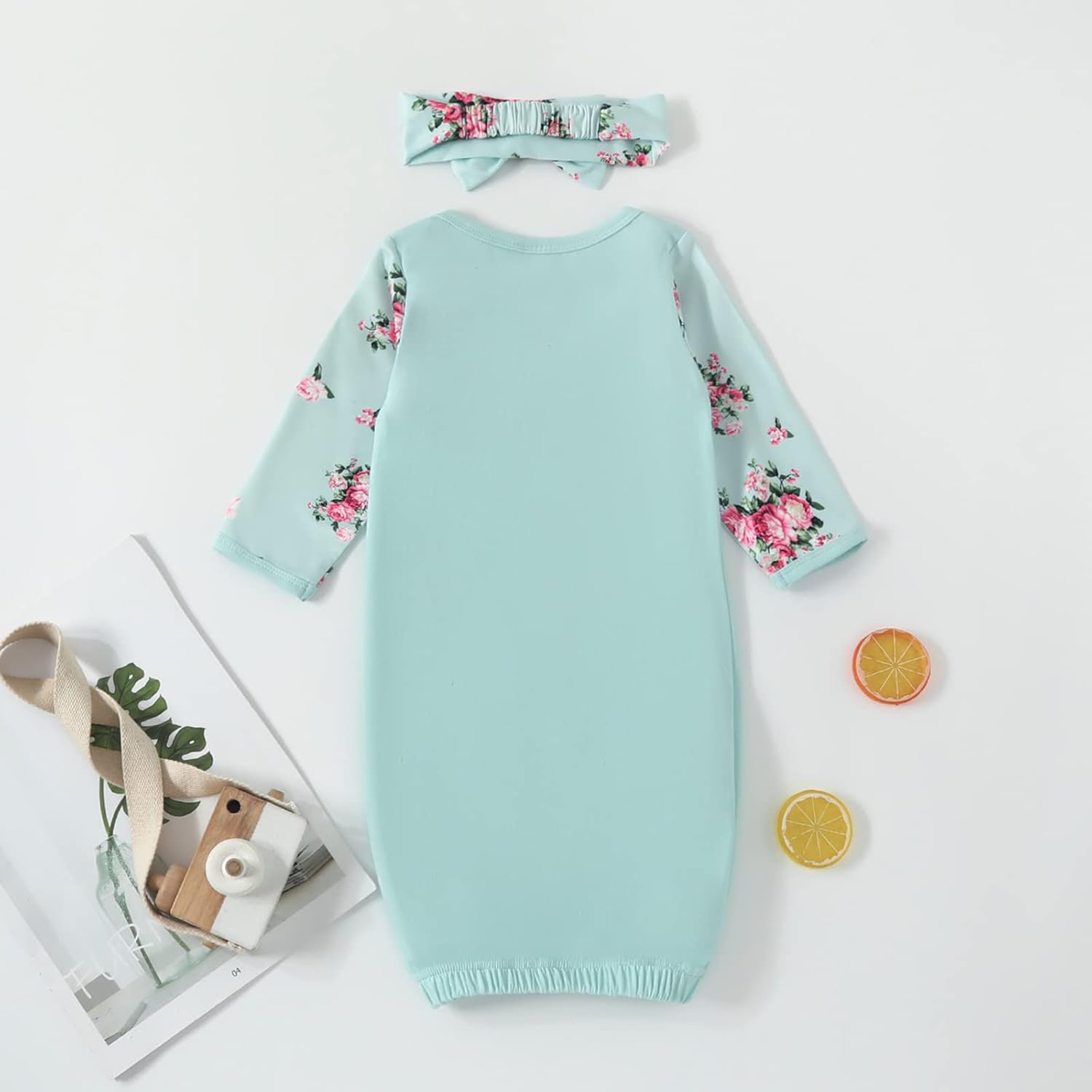 AMAWMW Newborn Baby Girl Little Sister Sleeper Gown Stripe Long Sleeve Nightgown Pajamas Gifts