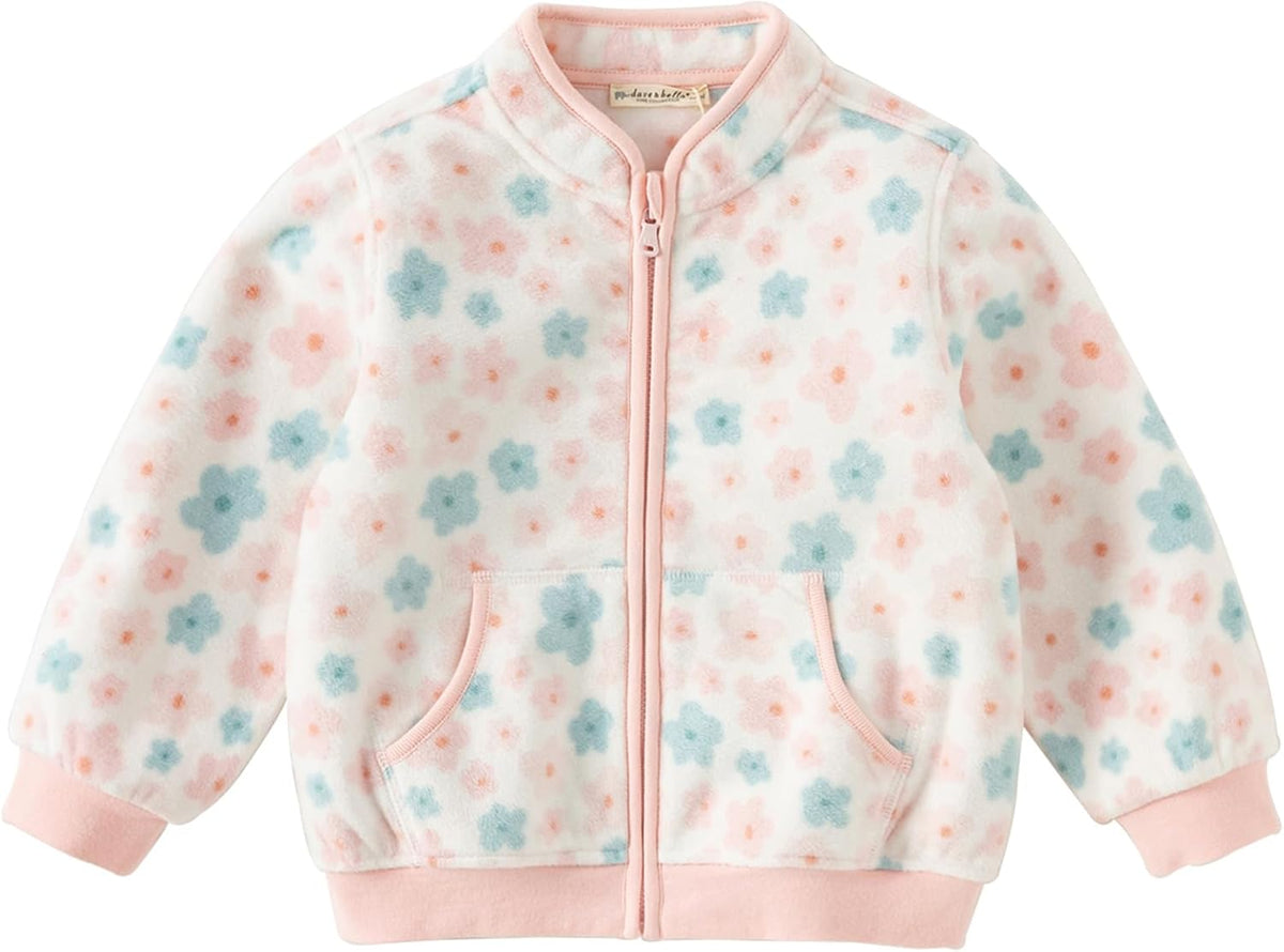 DAVE & BELLA Kids Printed Polar Fleece Jacket Toddler Baby Boys Girls Zip Up Long Sleeve Spring