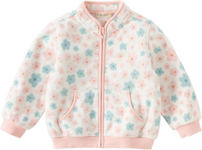 DAVE & BELLA Kids Printed Polar Fleece Jacket Toddler Baby Boys Girls Zip Up Long Sleeve Spring