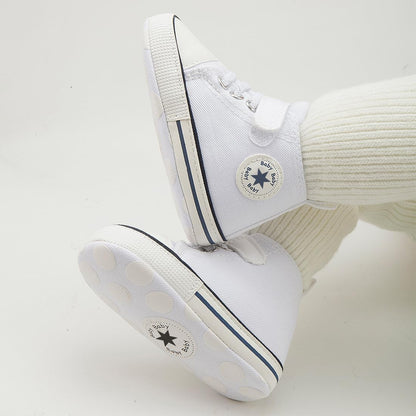 Unisex Baby Girls Boys Canvas High-top Shoes, Newborn Infant Anti-Slip Soft Sole Frist Walking