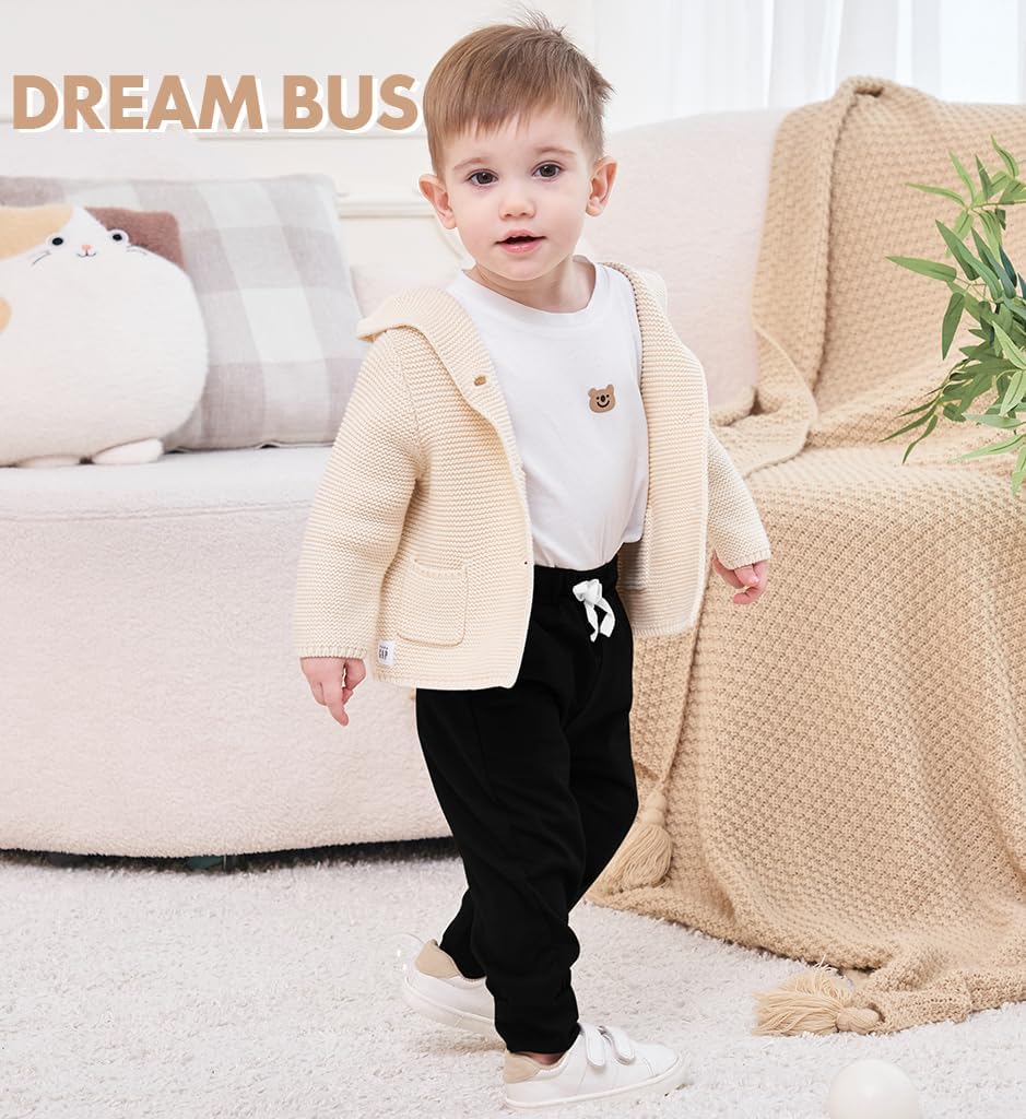 DREAM BUS Pack of 3 Toddler Jogger Pants with Pocket Toddler Boy Sweatpants Baby Boy Pants Infant