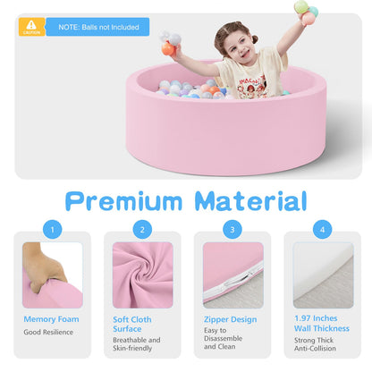 SHJADE Foam Ball Pit, 35.4"x 11.8" Ball Pits for Toddlers-Pink