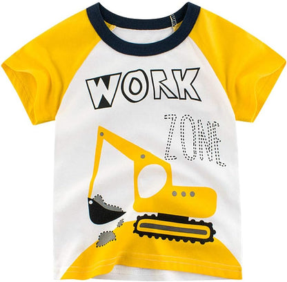 Boys' 4-Pack Excavator Short Sleeve Crewneck T-Shirts Top Tee Size 2-7 Years Toddler Boys' Value