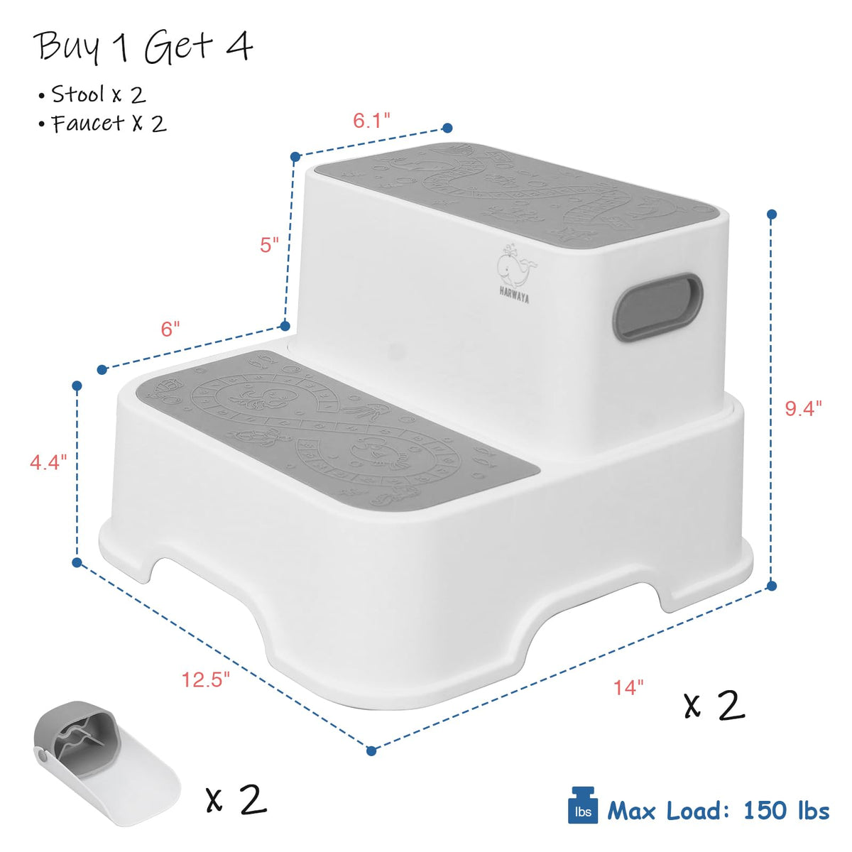 Harwaya Toddler Step Stool for Bathroom Sink 2 Pack, Kids Step Stools for Toilet Potty Training