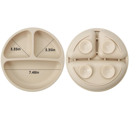 PandaEar Silicone Baby Feeding Set with Divided Suction Plate