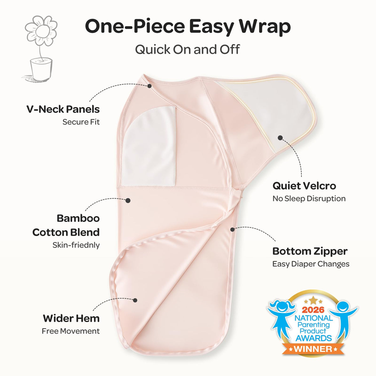 Momcozy Swaddles for Newborns, Quiet Fastener Swaddle for Infant 0-3 Months