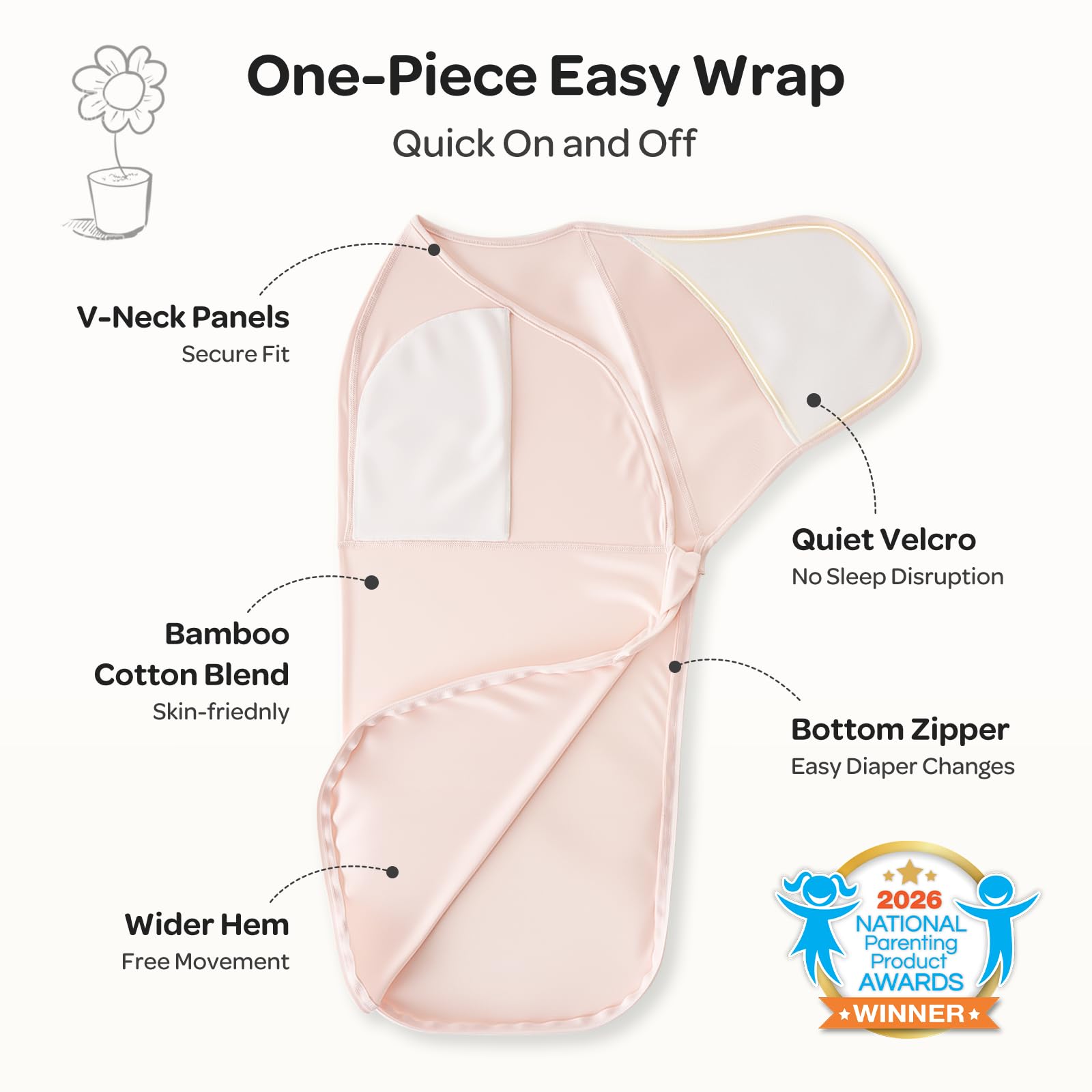 Momcozy Swaddles for Newborns, Quiet Fastener Swaddle for Infant 0-3 Months