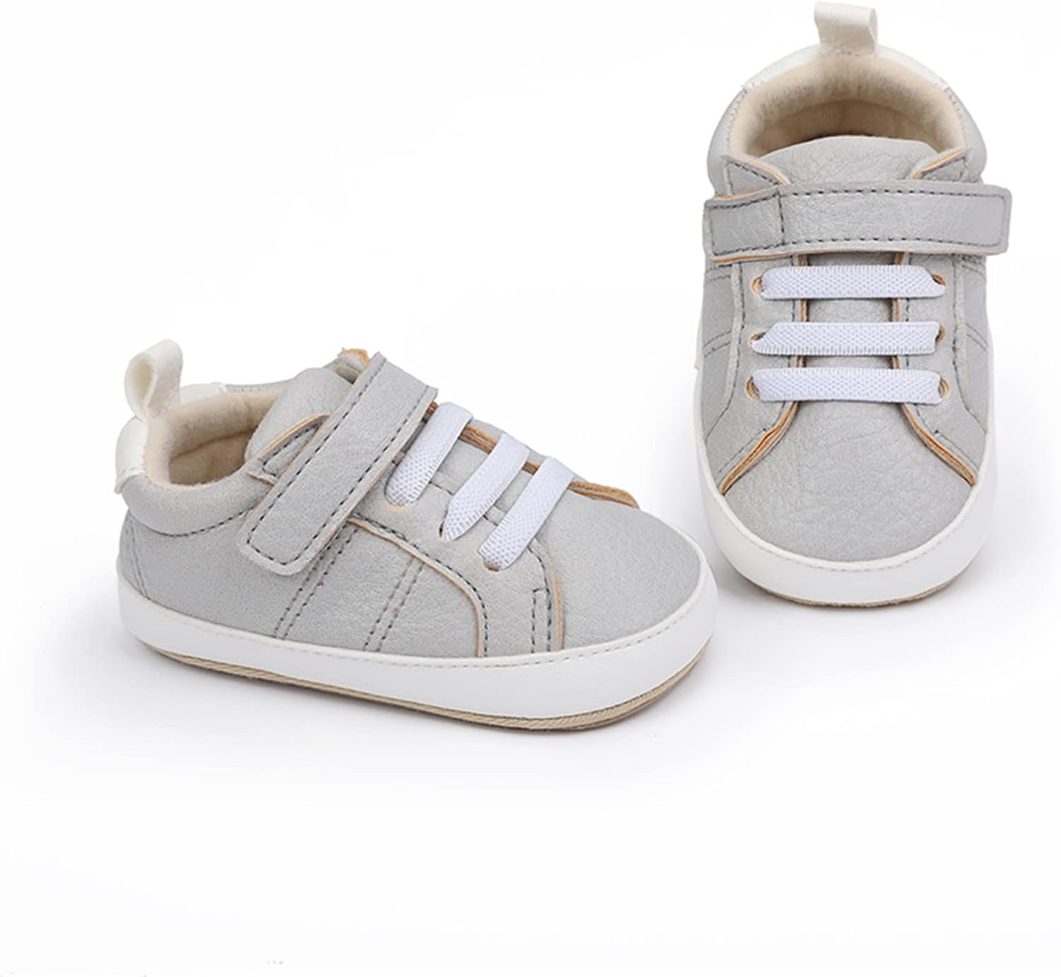 SOFMUO Baby Boys Girls High Top Ankle PU Leather Sneakers Soft Rubber Sole Infant Moccasins Newborn