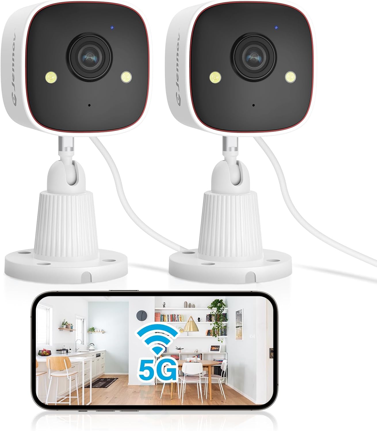 Jennov Outdoor/Indoor Security Cameras 5Ghz/2.4Ghz, 2K HD WiFi/Color Night Vision/Motion Detection