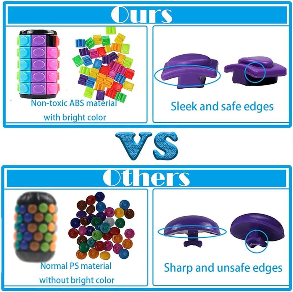 3D Puzzle Rainbow Magic Cube Fidget Toys Cylinder Rotate Slide 3 / 5 / 7 Layers Educational Games
