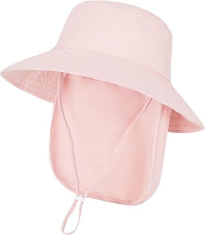 Baby Sun Hat Toddler Bucket Hats with Removable Neck Flap for Boys Girls Kids with Wide Brim Summer