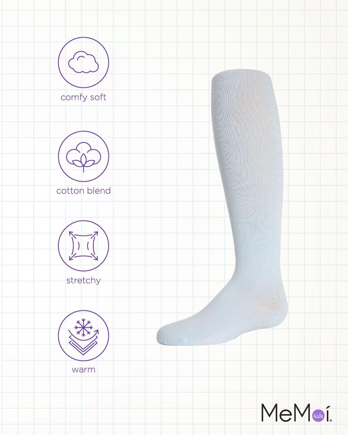 MeMoi Soft Pima Cotton Tights for Girls, Soft and Lightweight Opaque Tights for girls - Sizes 8 to
