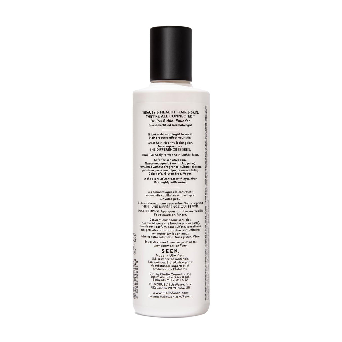SEEN Shampoo, Fragrance Free - Non-Comedogenic & Sulfate-Free Hair Shampoo- Dermatologist-Developed