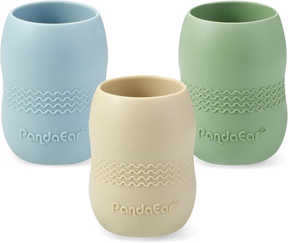 PandaEar 3 Pack 100% Tiny Silicone Drinking Training Cup for Baby and Toddler, Tiny Open Cups for