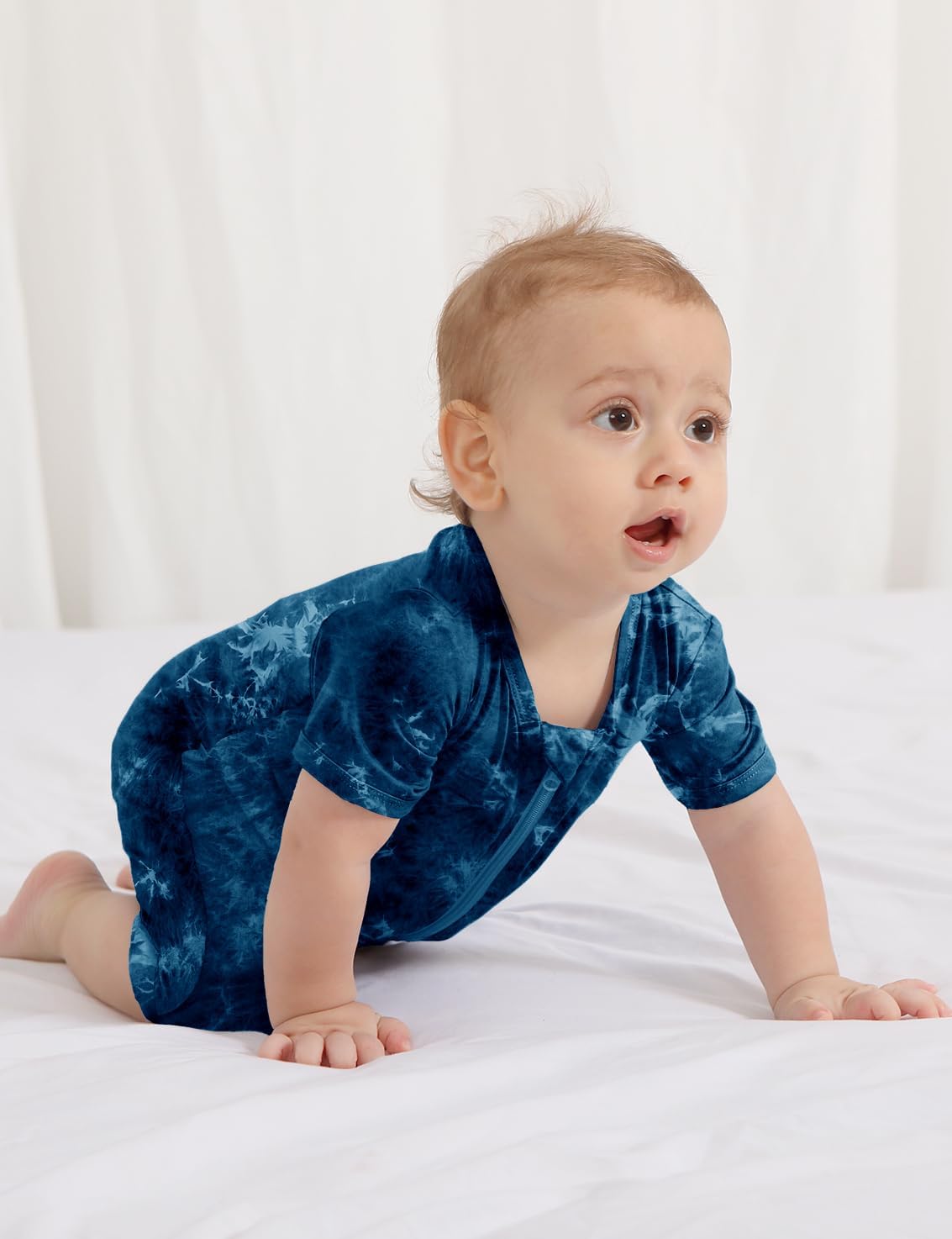 Jimonda Baby Girl Boys Rayon From Bamboo Pajamas 3 Pack Short Sleeve Footless Romper 2 Way Zipper