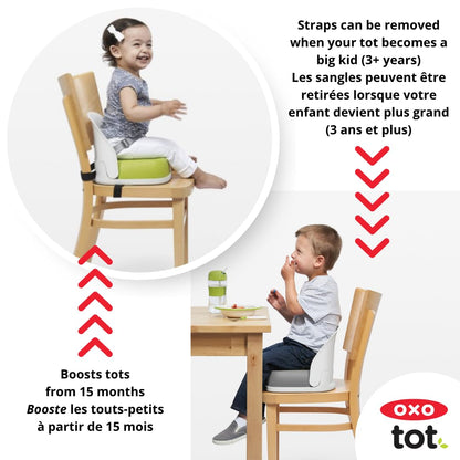 Portable Travel Booster Seat, Straps Securely To Dining Chair, Compact Fold, Wipeable Seat, Ideal