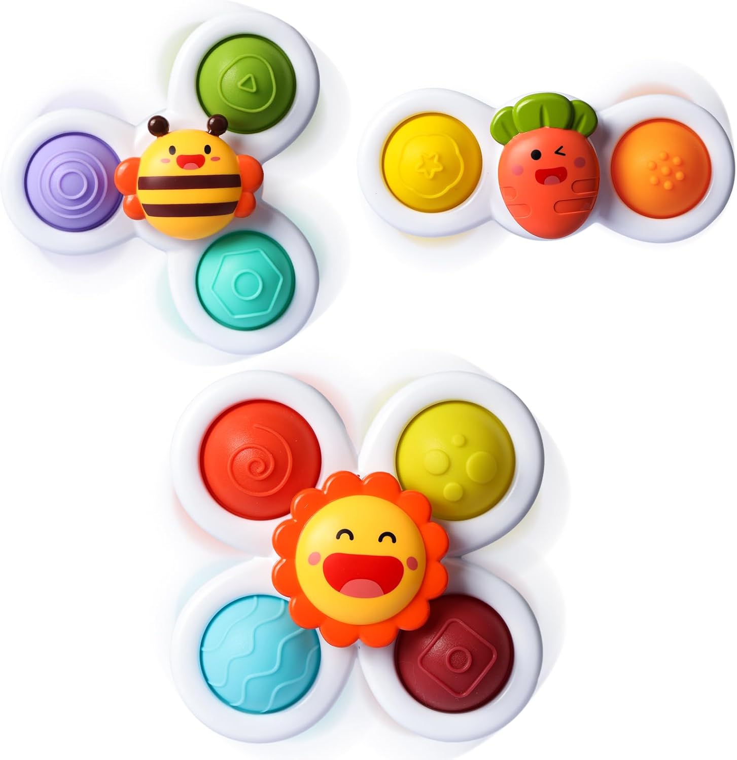 ALASOU 3PCS Pop Suction Cup Spinner Toys for 1 Year Old Boy Girl|Novelty Spinning Tops Toddler Toys