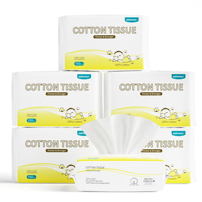 Winner 100% Cotton Dry Wipes, USDA Certified Baby Wipes, 600 Count, Soft & Gentle, Hypoallergenic &