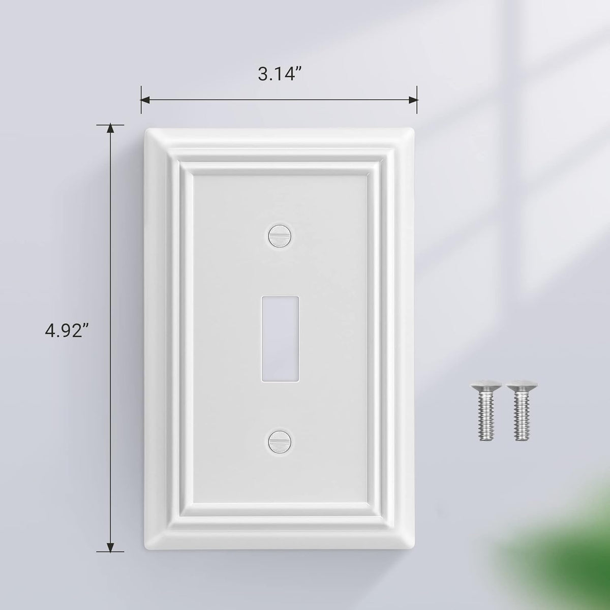 DEWENWILS 4-Pack Toggle Wallplate, Metal Light Switch Covers with White Finish, Heavy Duty Face