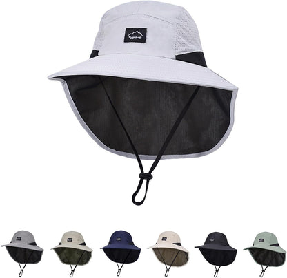 Outdoor Kids Sun Hat with Neck Flap UPF 50+ Quick Dry Beach Hats for Baby Boys Girls Age 2-12 Years